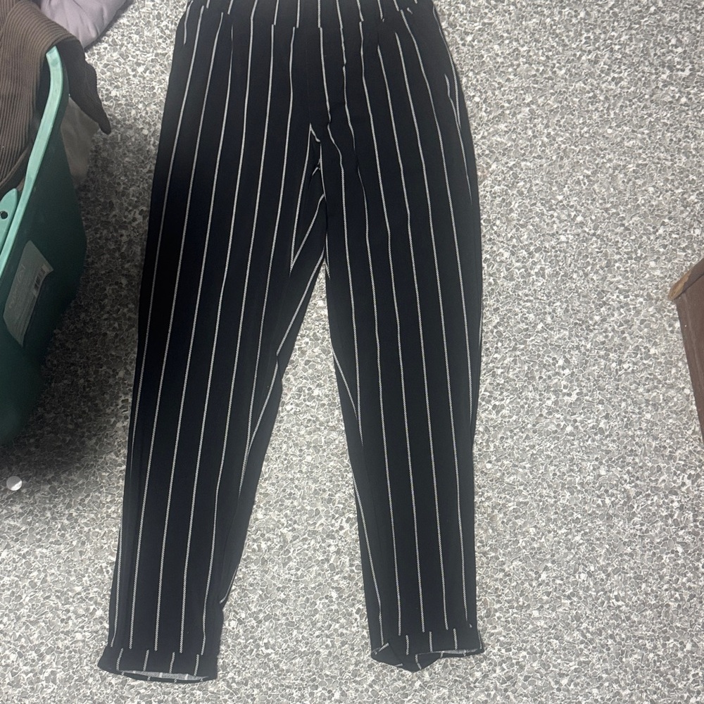 Dex Black and White Striped Trousers